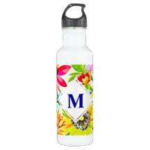 Waterverf Flowers Monogrammed