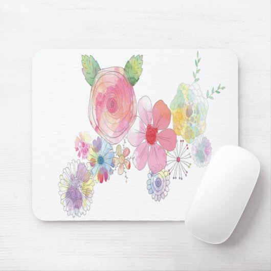 Waterverf Flowers Mousepad Muismat (Met muis)