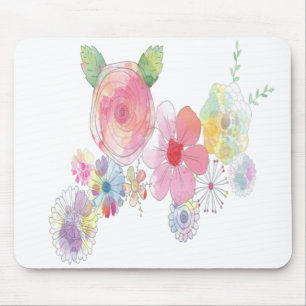 Waterverf Flowers Mousepad Muismat