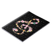 waterverf Flowers Muziek Treble Clef op zwart Notitieboek (Linkerzijde)