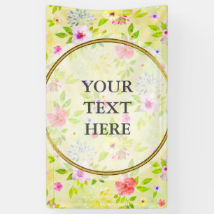 Waterverf Flowers naadloos patroon I + uw ideeën Spandoek
