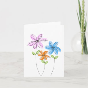 Waterverf Flowers Notecards (blanco) Kaart