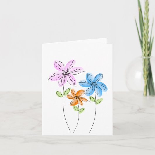Waterverf Flowers Notecards (leeg) Kaart (Voorkant)