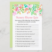Waterverf Flowers Nursery Rhyme Quiz baby shower (Voorkant / Achterkant)