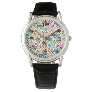 Waterverf Flowers Pattern-67666 Horloge