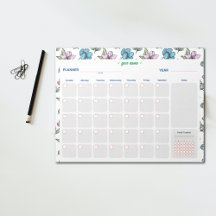 Waterverf Flowers Personaliseer maandelijkse plann