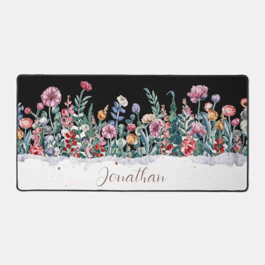 Waterverf Flowers Persoonlijke Script Naam Bureaumat (Voorkant)