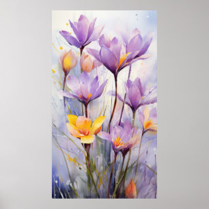 Waterverf Flowers Poster