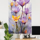 Waterverf Flowers Poster (Thuiskantoor)