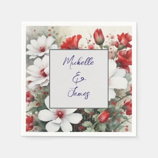 Waterverf Flowers Professioneel Trendy Modern Servet (Voorkant)