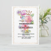 Waterverf Flowers QUINCEAÑERA Kaart (Staand voorkant)