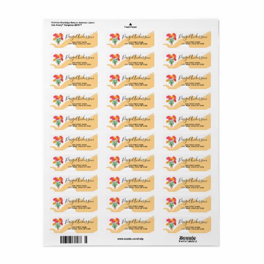 Waterverf Flowers Return Address Label (Full Sheet)