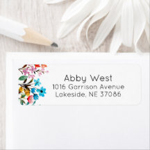 Waterverf Flowers Return Address Label