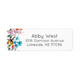 Waterverf Flowers Return Address Label