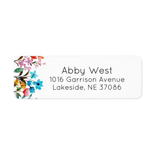 Waterverf Flowers Return Address Label (Voorkant)