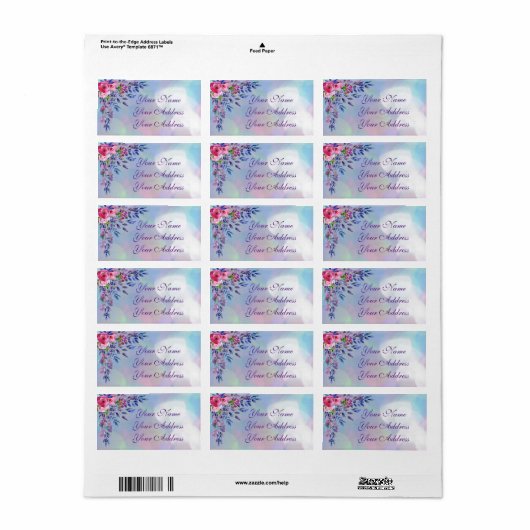 Waterverf Flowers Return Address Labels (Full Sheet)