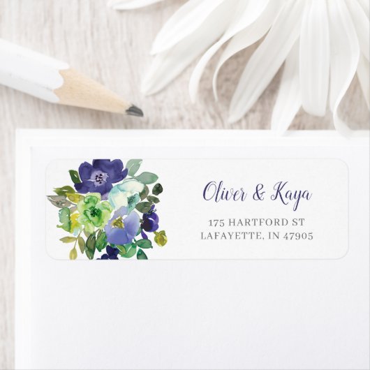 Waterverf Flowers Return Address Labels (Insitu)