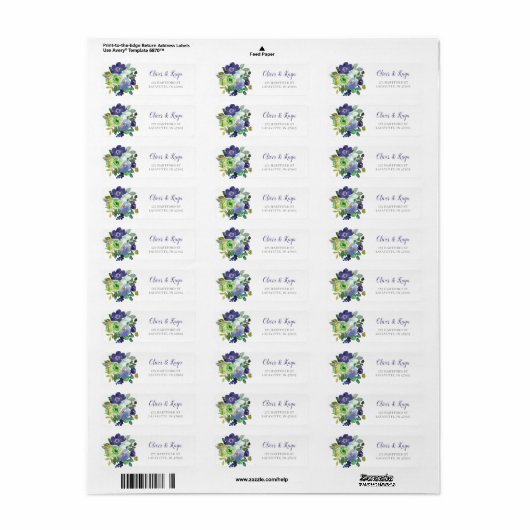Waterverf Flowers Return Address Labels (Full Sheet)