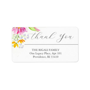 Waterverf Flowers Return Address Labels