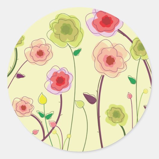 Waterverf Flowers Ronde Sticker (Voorkant)