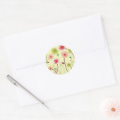 Waterverf Flowers Ronde Sticker (Envelop)