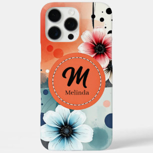 Waterverf Flowers Roze Blauw Distressed Girly Art iPhone 16 Pro Max Hoesje