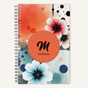Waterverf Flowers Roze Blauw Distressed Girly Art Notitieboek