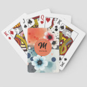 Waterverf Flowers Roze Blauw Distressed Girly Art Pokerkaarten (Achterkant)