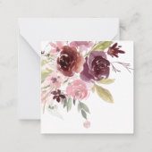Waterverf Flowers Rustic Blush Burgundy Notitiekaartje (Achterkant)