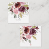 Waterverf Flowers Rustic Blush Burgundy Notitiekaartje (Voorkant / Achterkant)