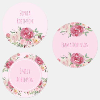 Waterverf Flowers School Preschool Daycare Labels