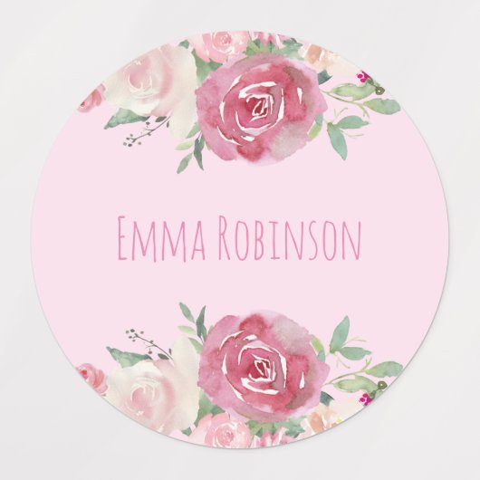 Waterverf Flowers School Preschool Daycare Labels (Design 2)