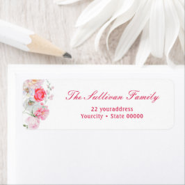 Waterverf Flowers Script Retouradreslabel Etiket