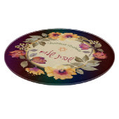 Waterverf Flowers Shabbat Shalom Glass Board Snijplank (Hoek)