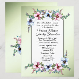 Waterverf Flowers Shine Wedding Invitation Kaart