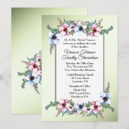 Waterverf Flowers Shine Wedding Invitation Kaart