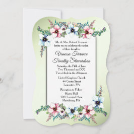 Waterverf Flowers Shine Wedding Invitation Kaart