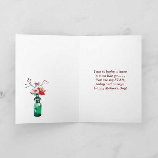 Waterverf Flowers Simple Elegant Moederdag Kaart (Binnen)