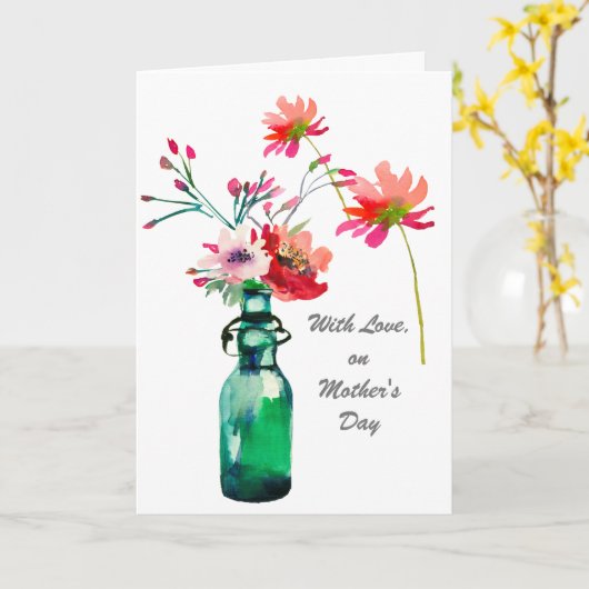 Waterverf Flowers Simple Elegant Moederdag Kaart (Gele Bloem)