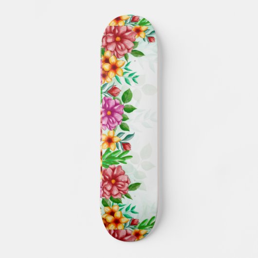 Waterverf Flowers Skateboard (Voorkant)