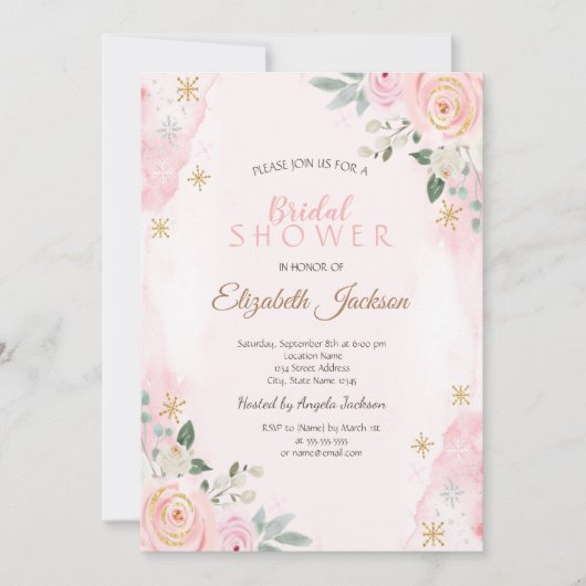 Waterverf Flowers Snowflakes Vrijgezellenfeest Kaart (Voorkant)