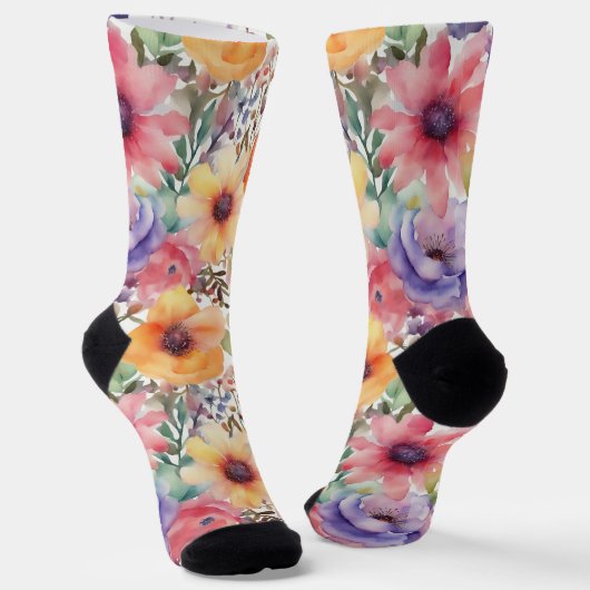 Waterverf Flowers Sokken (Gebogen)