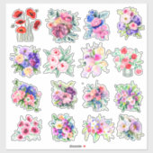  Waterverf Flowers Sticker (Vel)