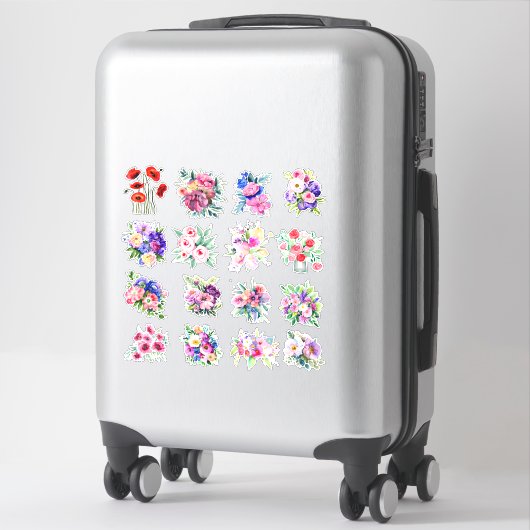 Waterverf Flowers Sticker (Koffer)