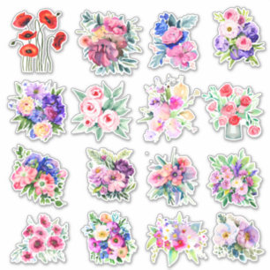  Waterverf Flowers Sticker