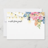 Waterverf Flowers & String Lights Note Card (Voorkant)