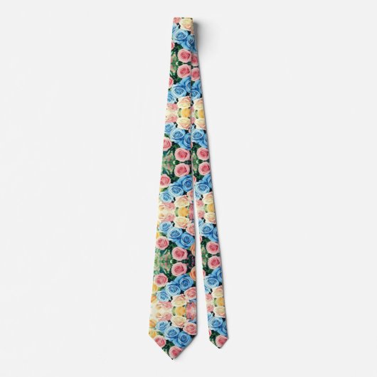 Waterverf Flowers Stropdas (Voorkant)