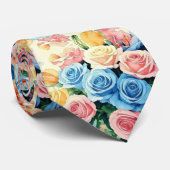 Waterverf Flowers Stropdas (Opgerold)