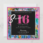 Waterverf Flowers Sweet Sixteen 16 Verrassingsfees Kaart (Voorkant)