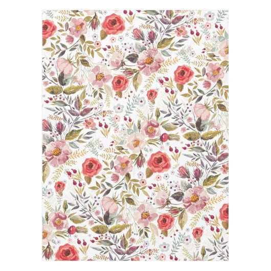 Waterverf Flowers Tablecloth Tafelkleed (Voorkant)